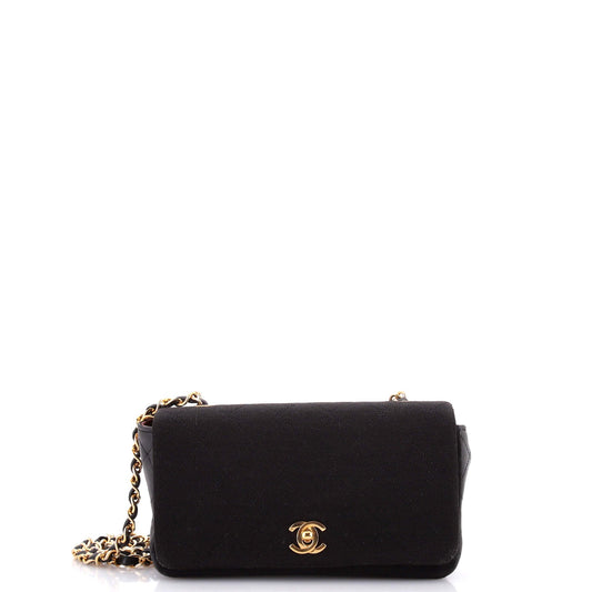 Chanel Vintage Full Flap Bag Quilted Jersey Mini