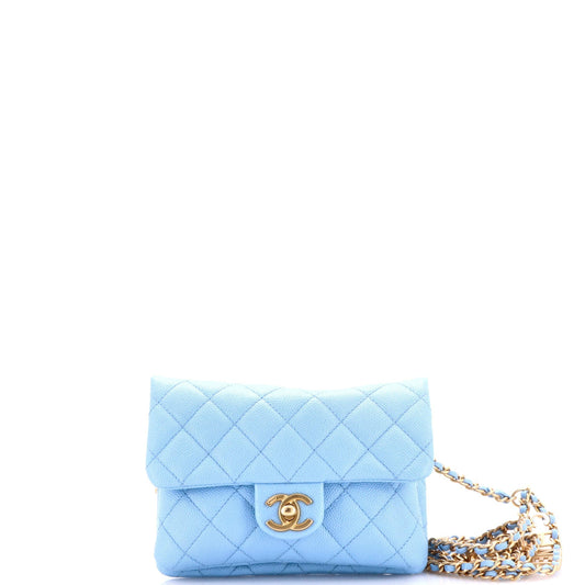 Chanel Pick Me Up Logo Chain Belt Bag Quilted Caviar
