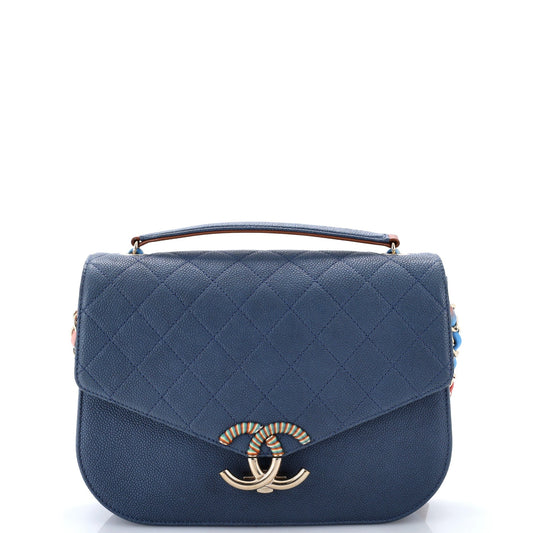 Chanel Thread Around Flap Bag Quilted Caviar Medium