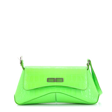 XX Flap Street Shoulder Bag Crocodile Embossed Leather Medium
