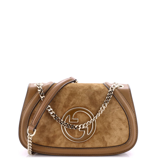 Gucci Blondie NM Chain Flap Bag Suede and Leather Small