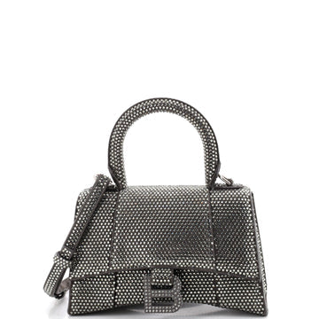 Hourglass Top Handle Bag Suede with Crystals XS