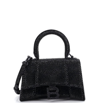 Hourglass Top Handle Bag Suede with Crystals XS