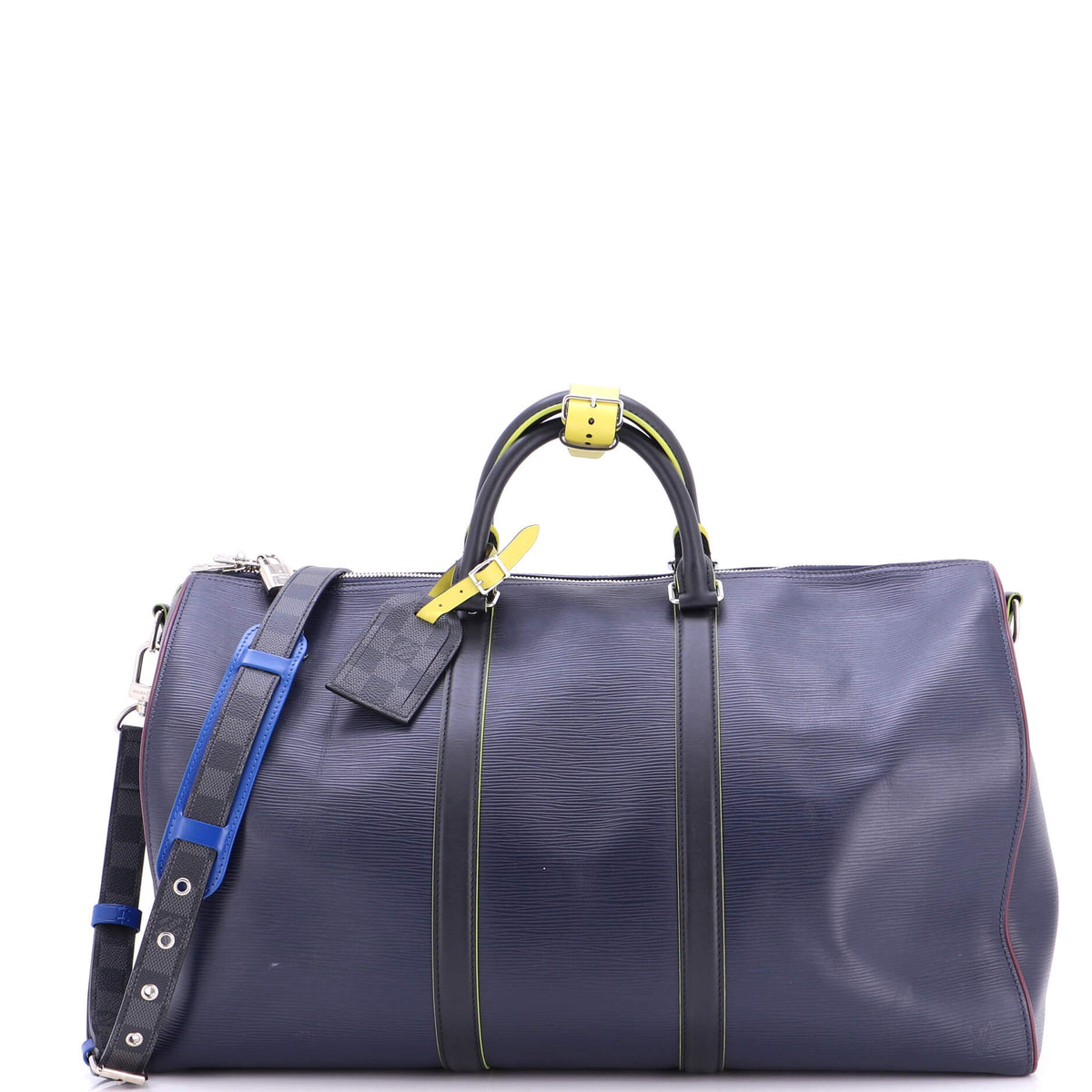 Louis Vuitton Keepall Bandouliere Bag Epi Leather with Damier Graphite 50