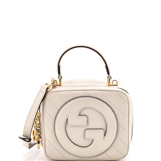 Gucci Blondie NM Top Handle Shoulder Bag Diagonal Quilted Leather