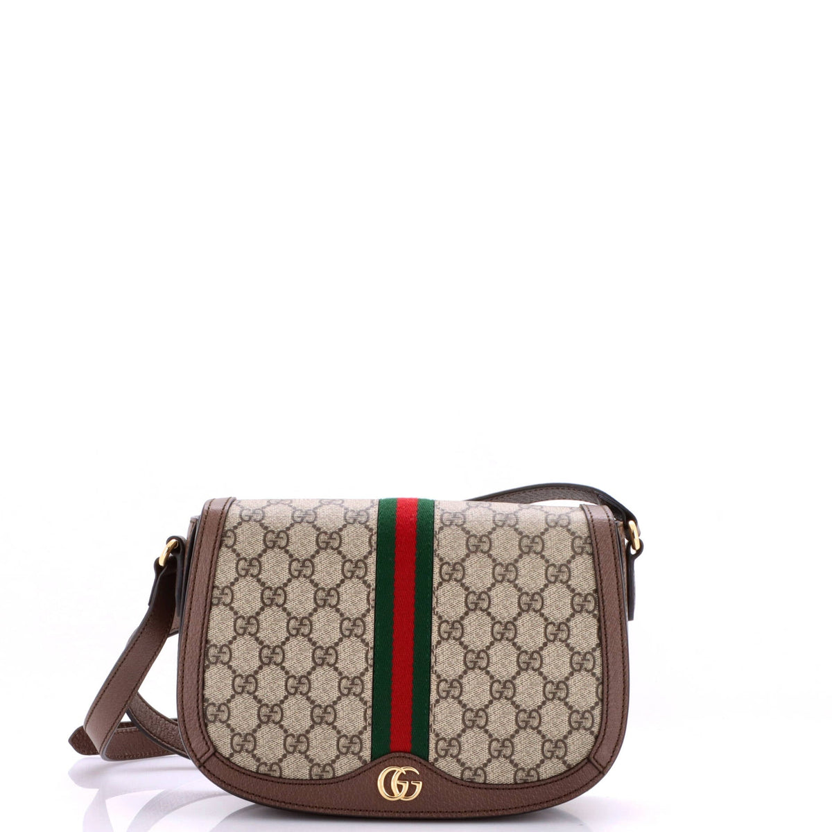 Gucci Ophidia Saddle Flap Shoulder Bag GG Coated Canvas Small