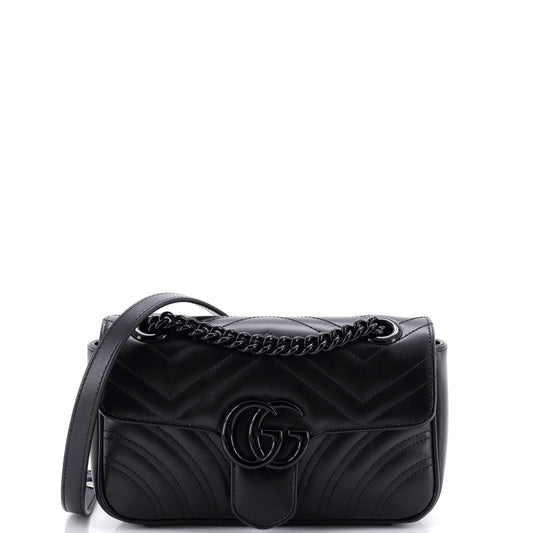 Gucci GG Marmont Monochrome Flap Bag Matelasse Leather Small