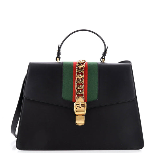 Gucci Sylvie Top Handle Bag Leather Large