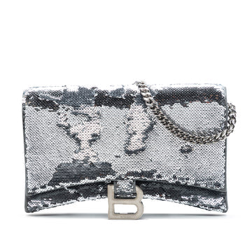 Hourglass Chain Wallet Leather with Sequins