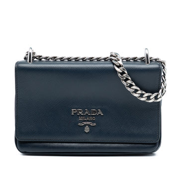 Prada Chain Flap Crossbody Bag Saffiano and Soft Calf Small