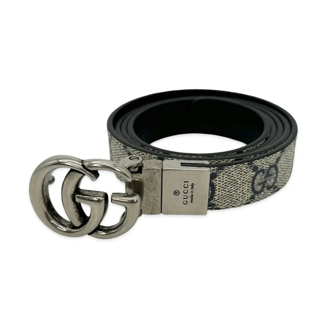 Gucci - GG Supreme Thin Reversible Marmont Belt