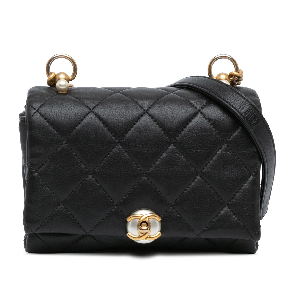 Chanel Pearl CC Accordion Flap Bag Quilted Calfskin Small