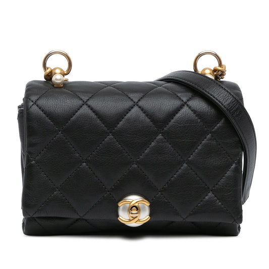 Chanel Pearl CC Accordion Flap Bag Quilted Calfskin Small