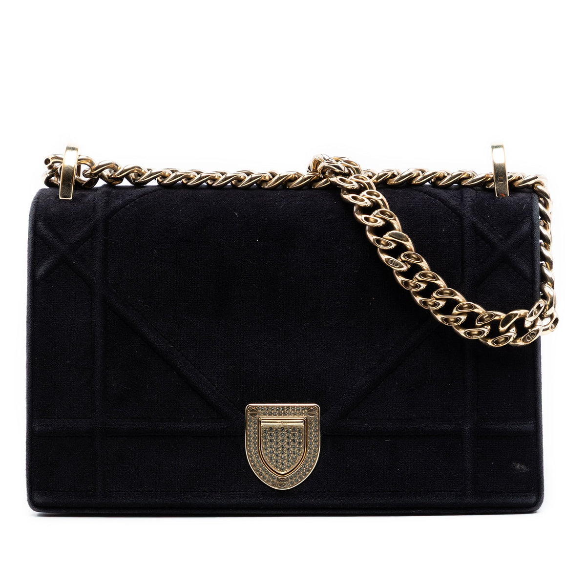 Christian Dior Diorama Flap Bag Velvet with Crystal Detail Small