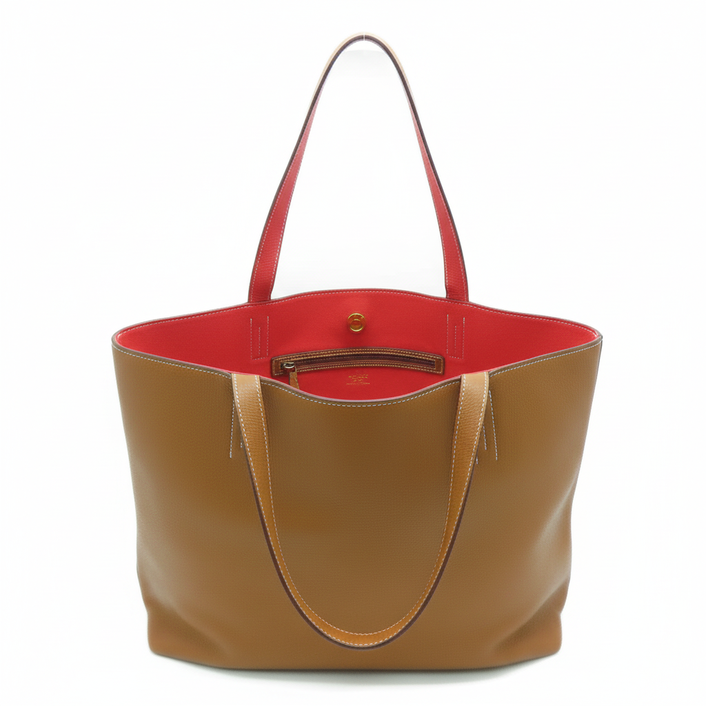 Hermes Double Sens Tote Clemence 45 - Flat Lay Interior View