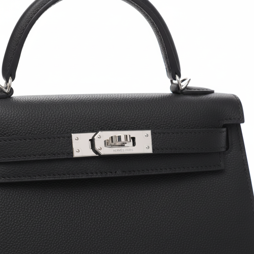 Hermes Mini Kelly II Black Epsom Palladium - Hardware Detail