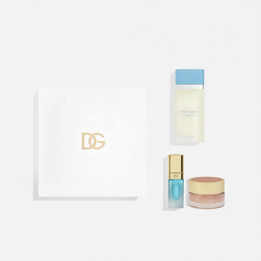 Light Blue Beauty Set Flat Lay