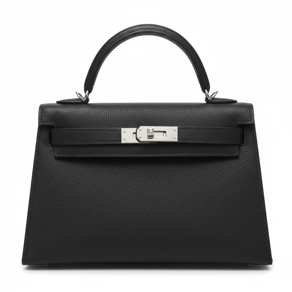 Hermes Mini Kelly II Black Epsom Palladium - Front View