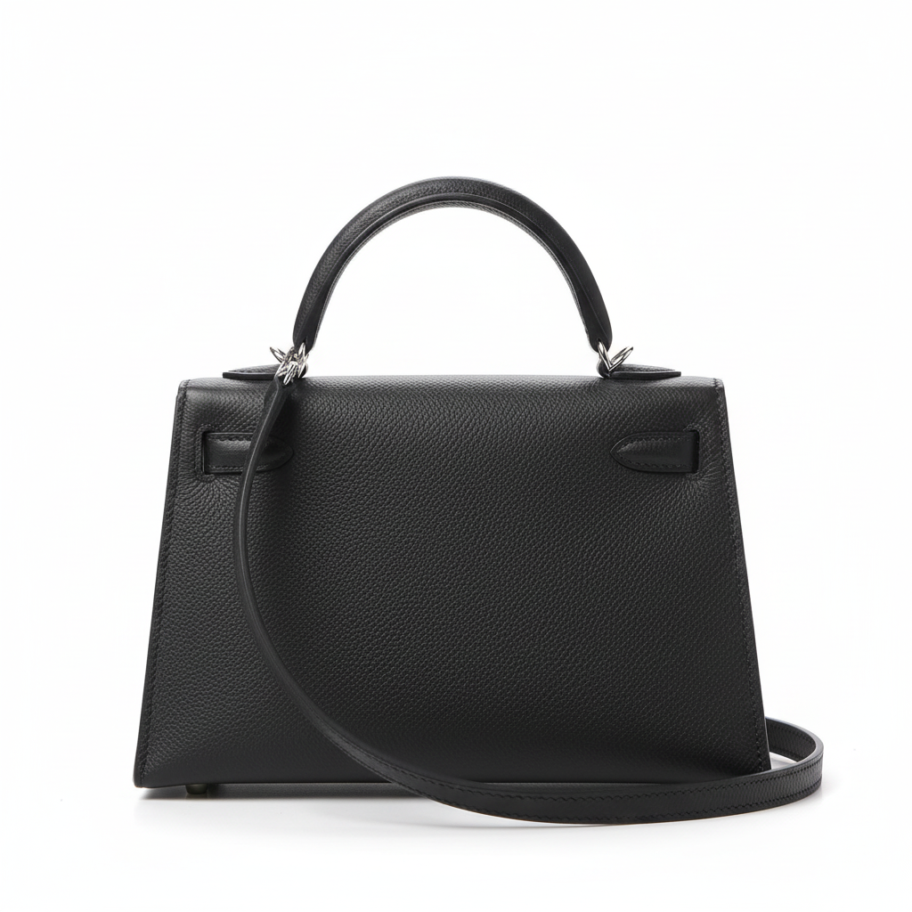 Hermes Mini Kelly II Black Epsom Palladium - Back View