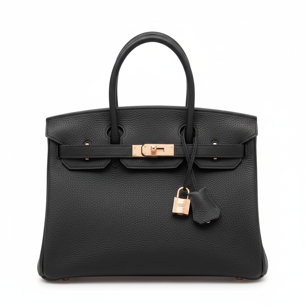 Hermes Birkin 30 Black Togo Rose Gold Hardware - Front View