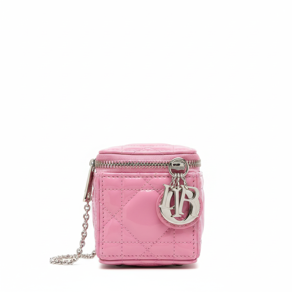 Dior Lady Dior Cube Pouch Pink Patent - Front View