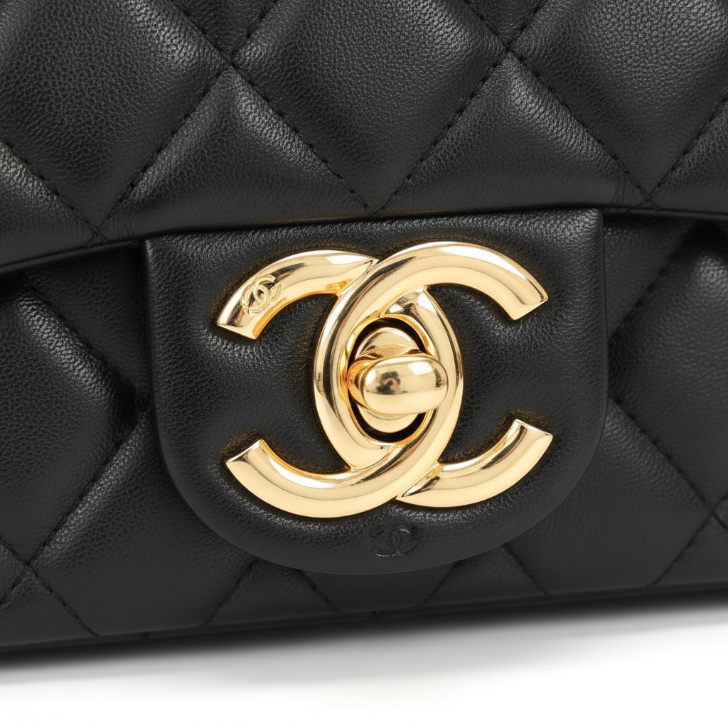 Chanel Classic Flap Jumbo Black Caviar Gold Hardware - CC Hardware Detail