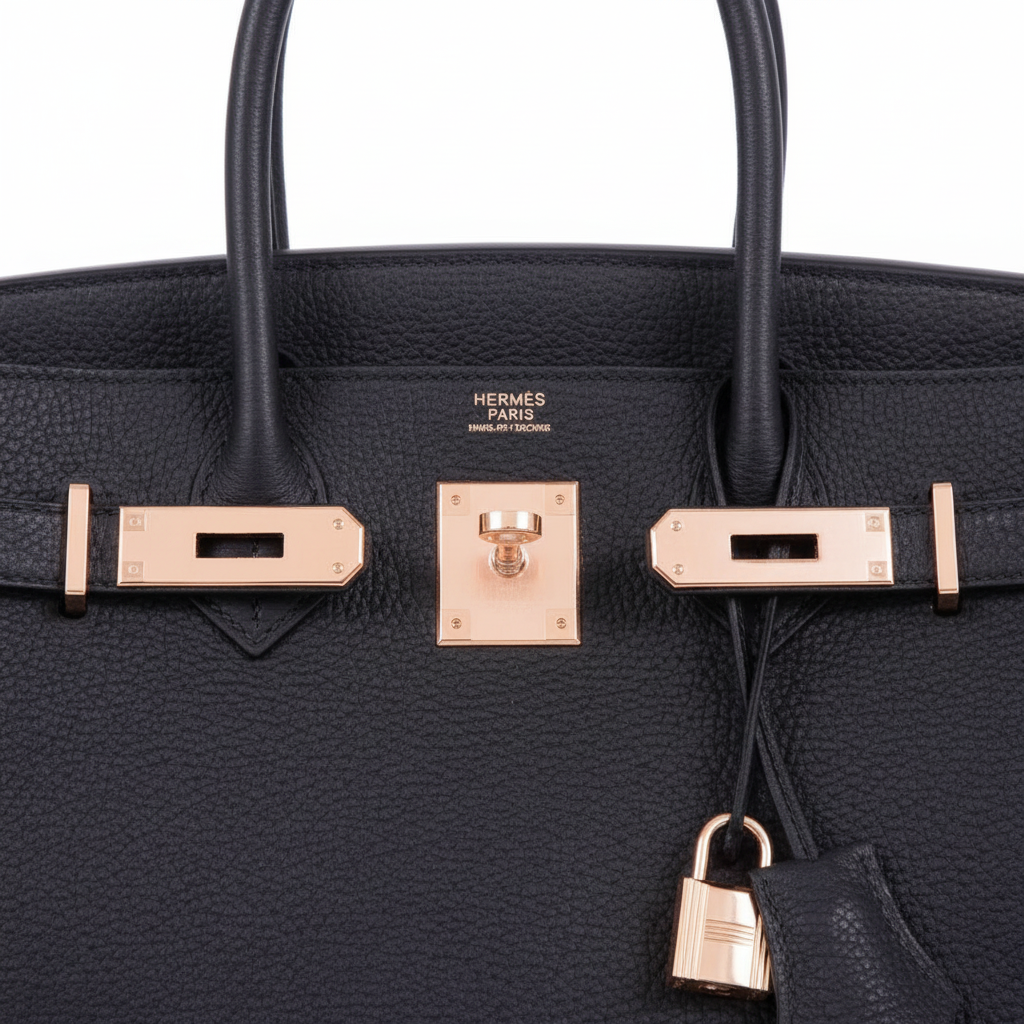 Hermes Birkin 30 Black Togo Rose Gold Hardware - Hardware Detail
